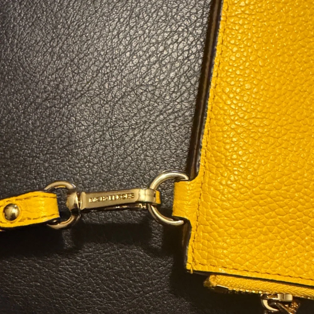 Michael Kors Mustard Yellow Wristlet In Great Used Condition With One Small Mark - Picture 3 of 10